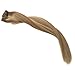 Clip in Hair Extensions Blonde Highlights Clip ins Real Human Hair Extensions Double Weft 15 Inch Straight Golden Brown Mixed Bleach Blonde Balayage Human Hair Clip in Extensions for Women 70G 7PCS