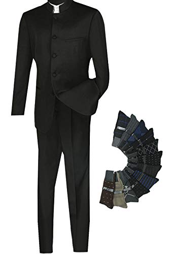 Sharp Mandarin Banded Collar Nehru Church Suit w/1 Pair Socks