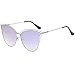 SOJOS Womens Fashion Double Wire Flash Mirrored Lens Cateye Sunglasses SJ1049 with Silver Frame/Gradient Blue Grey Lens