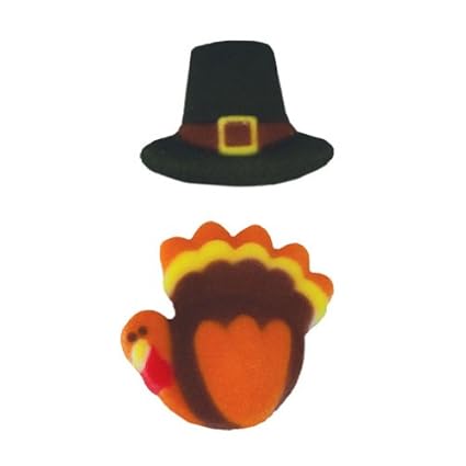 Thanksgiving Fall Turkey Pilgrims Hat Sugar Decorations Cookie