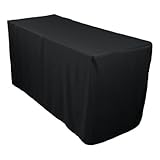 LinenTablecloth 4 ft. Fitted Polyester Tablecloth Black