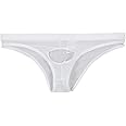 Mens Solid Color Ice Silk Open Front Bikini Briefs Underwear