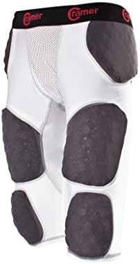 Cramer Thunder 7 Pad Football Girdle With Integrated Hip, Thigh and Tailbone Pads, Designed for Protection from High Impacts, High Hip Pad Coverage, Extra Thigh Protection Padding, White or Gray