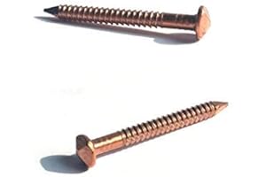 THE METAL PEDDLER Pack of 100 Solid Copper Decorative Nails - 11 Gauge, 1.25" Long Threaded Shank. American Made.