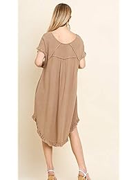 Umgee Lovable vestido alto y bajo. El sólido es de lino y las rayas son de algodón.