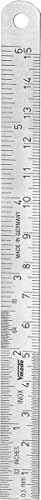 Steel Rule, 150x18x0,5mm inox,satin,grad. inch-mm DIN2768m, in foil