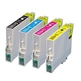 4 Pack Epson Ink Cartridges for Epson Stylus C64, C66, C84N, C86, CX4600, CX6400, CX6600 (T044- BK, C, M, Y)