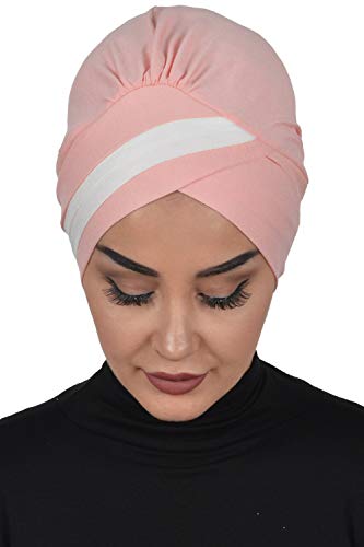 Instant Turban Cotton Scarf Head Wrap Cancer Chemo Headwear Two Colr Powdr Ivory