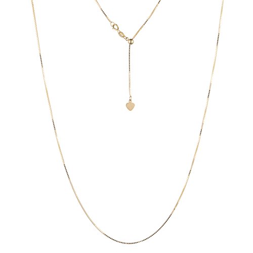 10k yellow gold adjustable box chain with spring ring c…