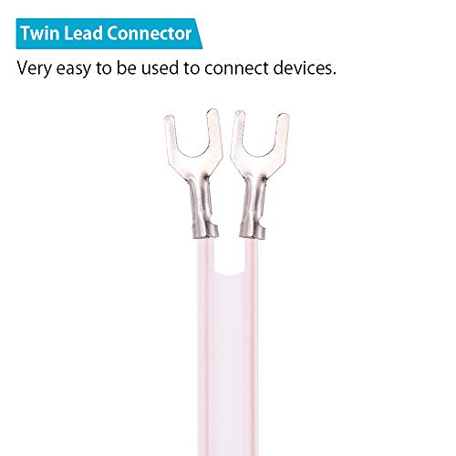 Fancasee Indoor FM Antenna 300 Ohm T-Type Dipole Antenna with 2 Pin Bare Wire Twin Lead Connector Antenna Cable Wire for Table Top Home Stereo Receiver Radio Antenna