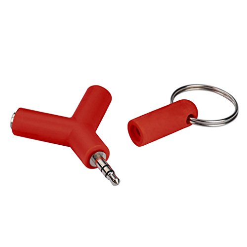 Livoty Audio Splitter Y Jack Male to 2 Female M/F 3.5mm Stereo Earphone (Red)