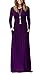 AUSELILY Women Long Sleeve Loose Plain Long Maxi Casual Dress with Pockets (2XL, Purple)