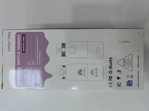 Comfyer BW01 Baby Bottle Warmer Portable 12000mAh Battery 2 Min Rapid Heating for Breast Milk and Water for Night Poppate Car and Travel Airplane On-the-Go
