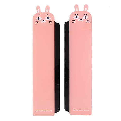 Pack of 2 Left & Right Cartoon Computer Monitors Side Panel/Memo Pads/Sticky Boards/Message Board/Notes Holder for Computer Screen(Rabbit)