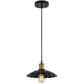 SAFAVIEH Lighting Collection Novaire Black/Brass Adjustable Pendant Hanging Light Fixture, Ideal for Dining Room, Kitchen Isl