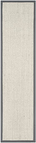 SAFAVIEH Natural Fiber Collection Runner Rug - 2'6" x 14', Marble & Grey, Borde…