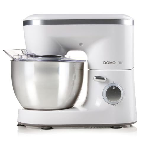 Domo Do9175Kr Robot De Cuisine 'Puur' - Avec Crochet Pétrisseur, Batteur Et Fouet En Inox – Couvercle Anti-Éclaboussures Transparent Avec Ouverture De Remplissage – 4L – 700 W