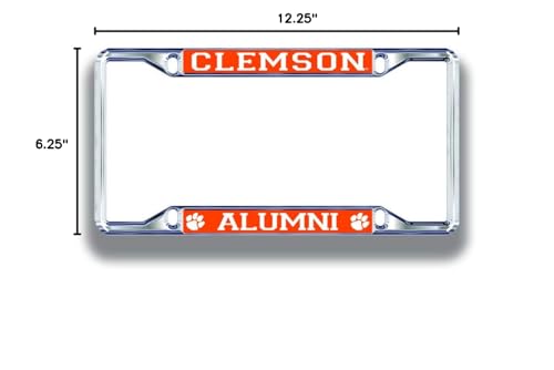 Elite Fan Shop Clemson Tigers License Plate Frame Alumni - Silver