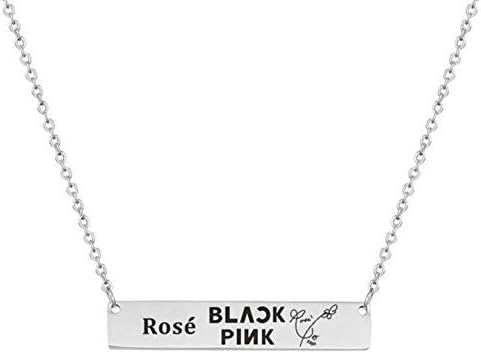 Aohua Kpop Blackpink Letters Lettering Pendant Necklace Boys Girls Summer Necklace Jennie JISOO Lisa ROSÉ Gifts for Fans for Women & Girls