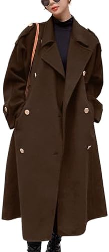 Amazon.com: chouyatou Women's Winter Double Breasted Wool Coat