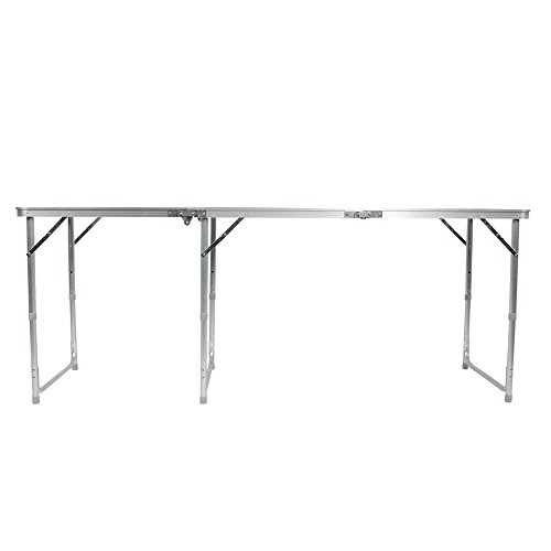 Lovinland Aluminum Folding Table, Portable Camping Table 6 Foot Lightweight Foldable Table Height Adjustable for Party Picnic Dining Outdoor Indoor Use - Thumbnail 3