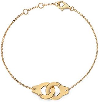 925 Steriling Silver Link Cute Charm Adjustable Handcuff Bracelets for Women 7.5 Inch