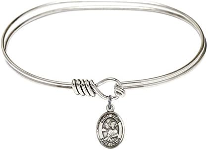 St. Mark the Evangelist-7 inch Oval Eye Hook Bangle Bracelet with a St. Mark the Evangelist charm.-Saint Mark the Evangelist is the patron saint of Notaries/Lawyers. Memorial Day April 25th.-Notaries/Lawyers