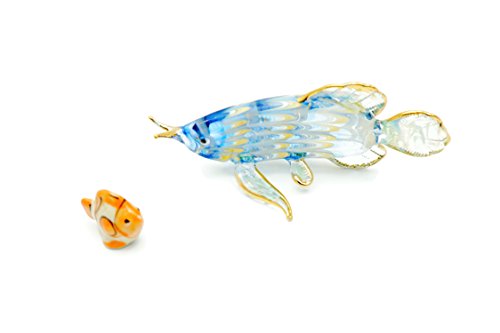 PertisFish Miniature Collectible Arowana Fish Hand Blown Glass Art Fish Figurine Animals,No.ALO03
