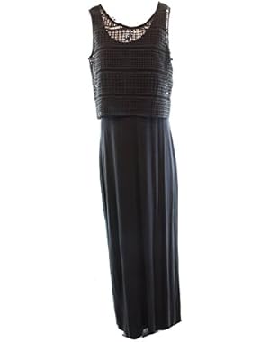 Calvin Klein Women's Lace-Popover Stretch Maxi Dress Black