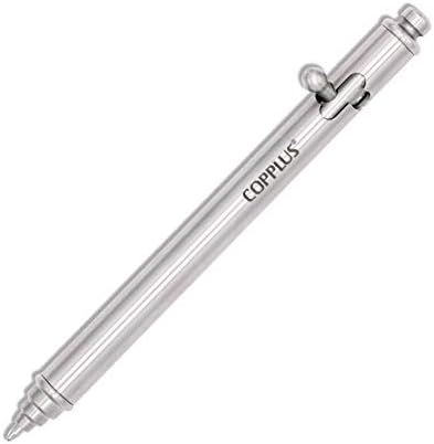 Copplus S200 Stainless Steel Ballpoint Pen – Solid Stainless Steel Made, Durable Writing Instrument, Bolt-action Mechanism of Exposing Nib, Compatible with Parker Style Refills.