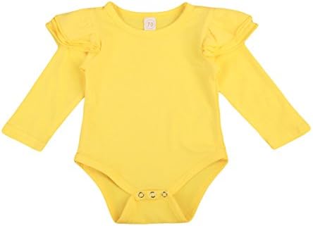Newborn Baby Girl Long Sleeve Romper Jumpsuit Onesie Bodysuit (3-6 Months, Yellow)