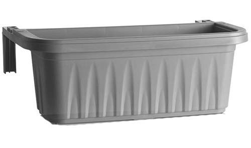 PEBSHOP Balkonkasten mit verstellbaren Haken, 50 x 20 x 18 cm. (grau)