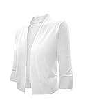 makeitmint Women's Casual Open Three Quarter Sleeve Bolero Cardigan Medium YJC0013_White