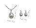 Pmany Vintage Teardrop Jewelry Set,925 Sterling Silver Plated Pearl Pendant Necklace Ring Earring Gift (Necklace+Earrings)