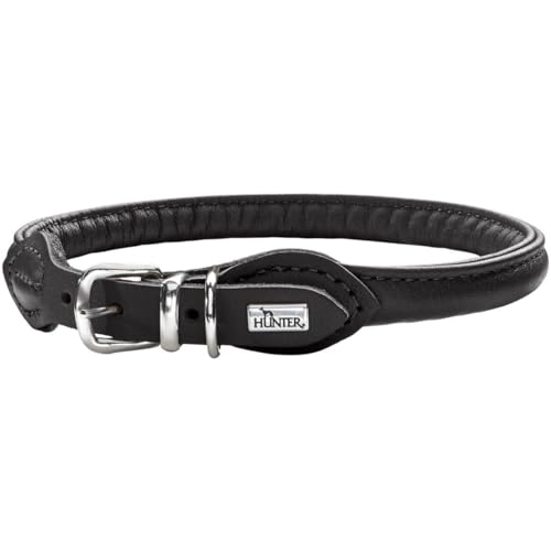 HUNTER Round and Soft Nickel-Plated Collar, 35/8, 28 x 32 cm, X-Small, Nappa Black