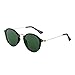 JIM HALO Classic Round Sunglasses for Men Women Polarized Lens UV400 (Shiny Black/Polarized Green)