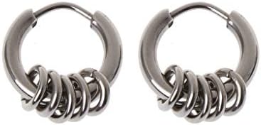 Flyhigh Earrings Hip Hop Titanium Steel Punk BTS Hoop Earring Cartilage Helix Piercing Earrings Silver