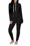 Fixmatti Women 2PCS Front Pocket Hooded Top Sweatpants Sport Tracksuit