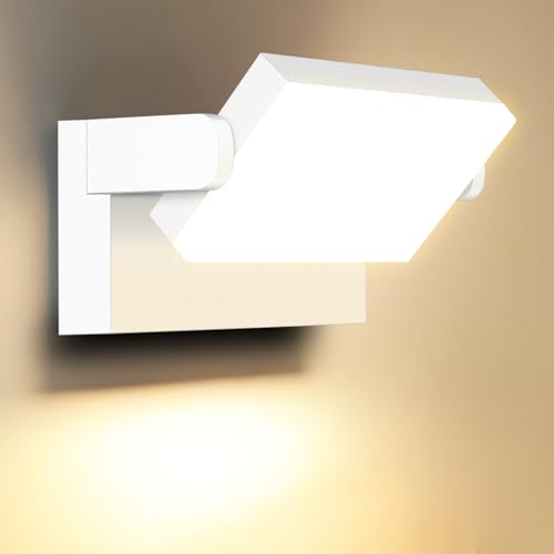 ledmo 60W Outdoor LED Wall Light 360° Modern Adjustable Outdoor Lamps Outdoor LED Spotlight for Terrace Entrance Gardens, White, 126 LEDs, 5000 Lumens, Warm White 3000K, IP65