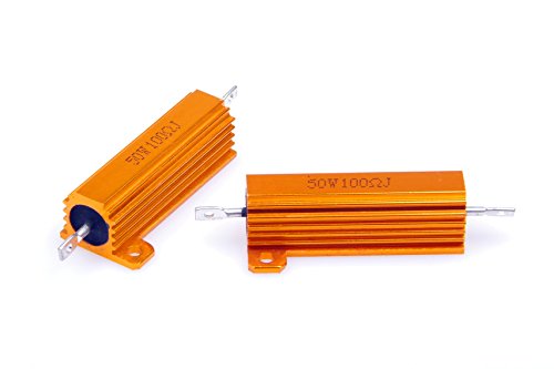 LM YN 2 Pcs 50 Watt 100 Ohm 5% Wirewound Resistor Electronic Aluminium Shell Resistors Gold Suitable For Inverter, LED lights, Speakers, Frequency Divider, Servo Industry And Other Industrial Control