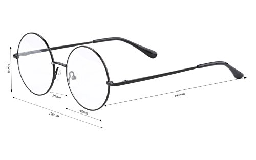 Agstum Retro Round Prescription ready Metal Eyeglass Frame (Medium Size) (Black)