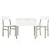 CosmoLiving Mercer Modern Drop Leaf Table and Chair Set with White Lacquered Top and Warm Gold Finish - Brass