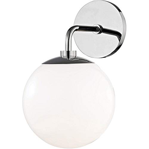 Mitzi H105101-PN Stella - One Light Wall Sconce, Polished Nickel Finish with White Glass Mitzi H105101-PN Stella - One Light Wall Sconce, Polished Nickel Finish with White Glass