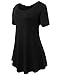 JollieLovin Women Plus Size Short Sleeve Summer Long Tunic Tops Loose Fit T-Shirt to Wear with Leggings(3X,Black)