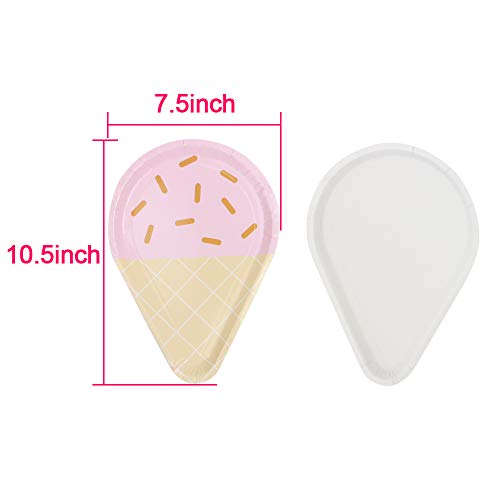 M-Aimee 24 Pcs Ice Cream Party Plates Serves, 10'' Disposable Paper Plates, Cute Sundae Party Supplies for Kids, Birthday Baby Shower Decorations