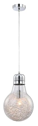 LED Hängelampe Pendelleuchte Glas Glühbirne (Jugendzimmer, Pendellampe, Deckenlampe, 22 cm, H 150 cm, 4 Watt, warmweiß)