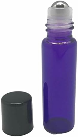 12 5 ml Purple Glass Roller Bottles with Stainless Steel Metal Rollerballs
