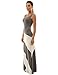 PattyBoutik Women Racerback Striped Maxi Dress (Gray and Ivory White Small)