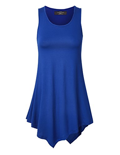 MBJ WT671 Womens Handkerchief Hem Tank Tunic Top XXXL ROYAL_BRITE