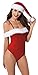 Dreamgirl Women's Santa Themed Velvet Teddy Bodysuit, Ruby, Large